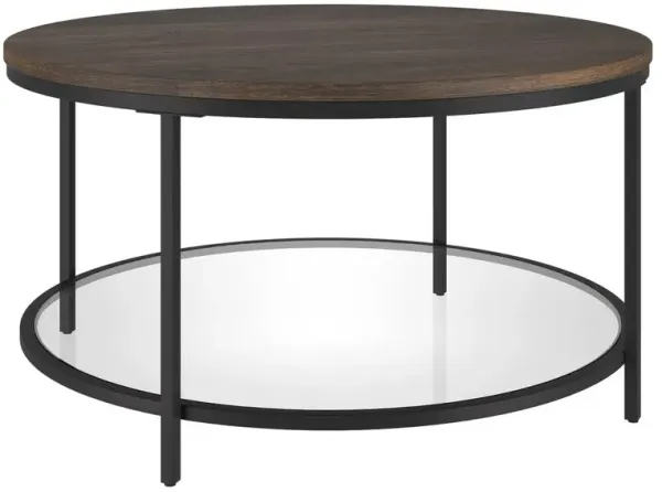 Hudson&Canal Sevilla 32'' Wide Round Coffee Table with MDF Top and Glass Shelf