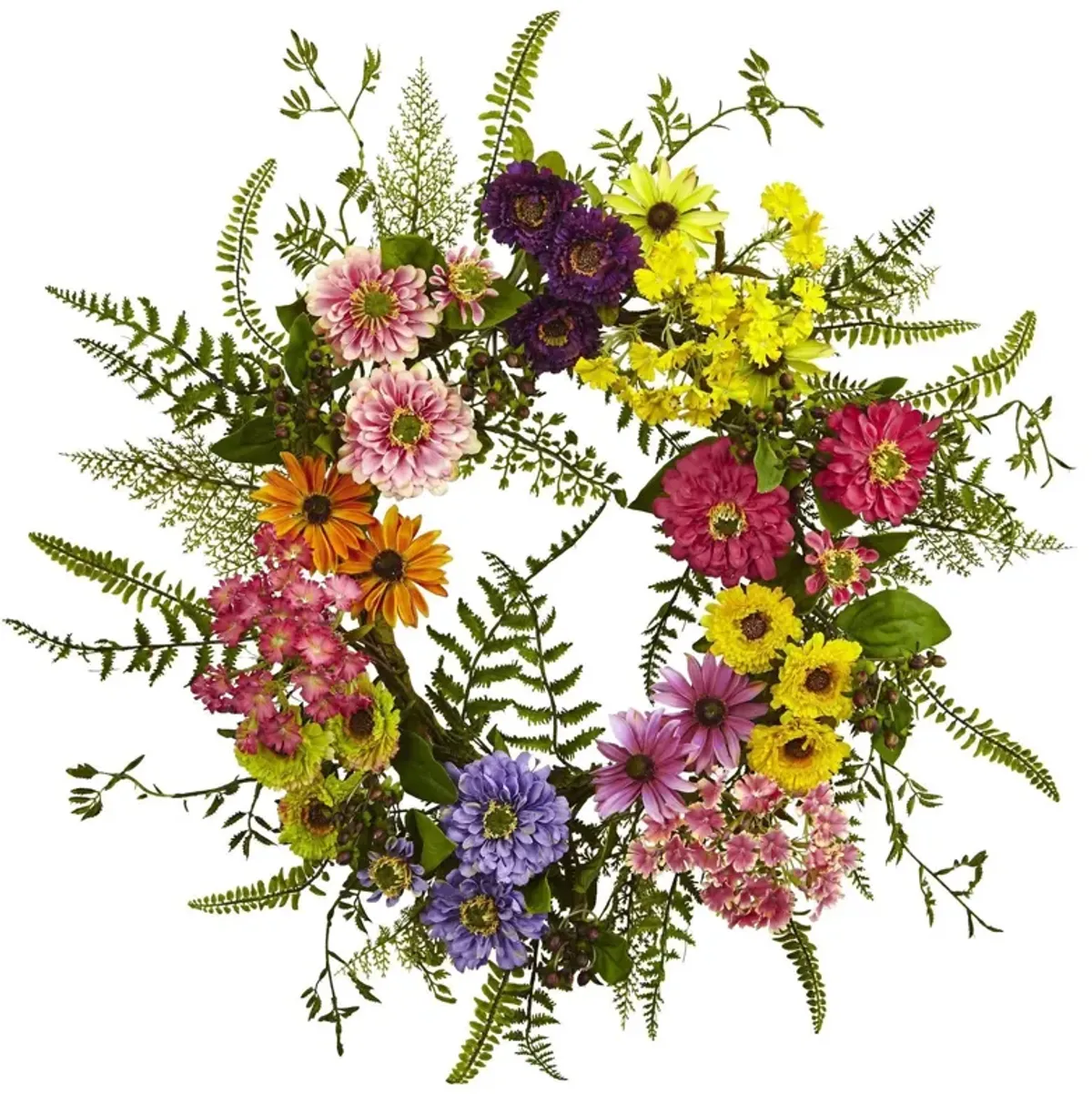 Nearly Natural 22-in Mixed Floral Wreath