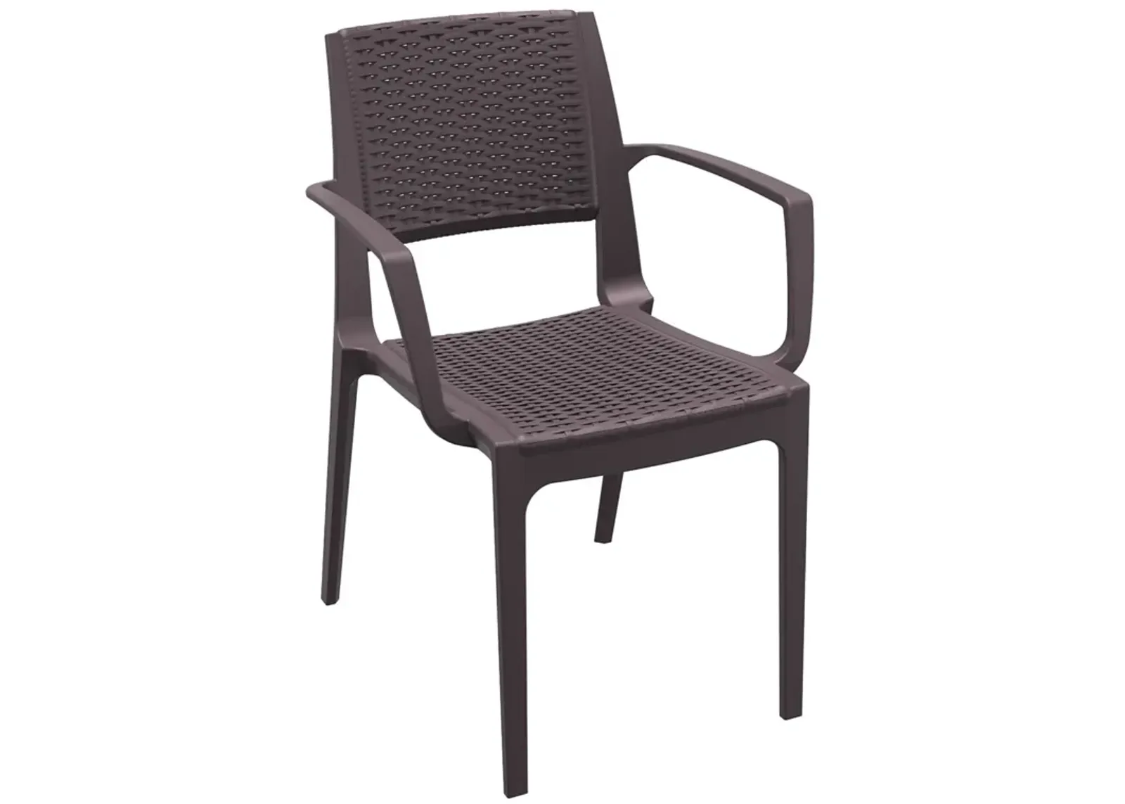 32" White Outdoor Patio Wickerlook Dining Arm Chair