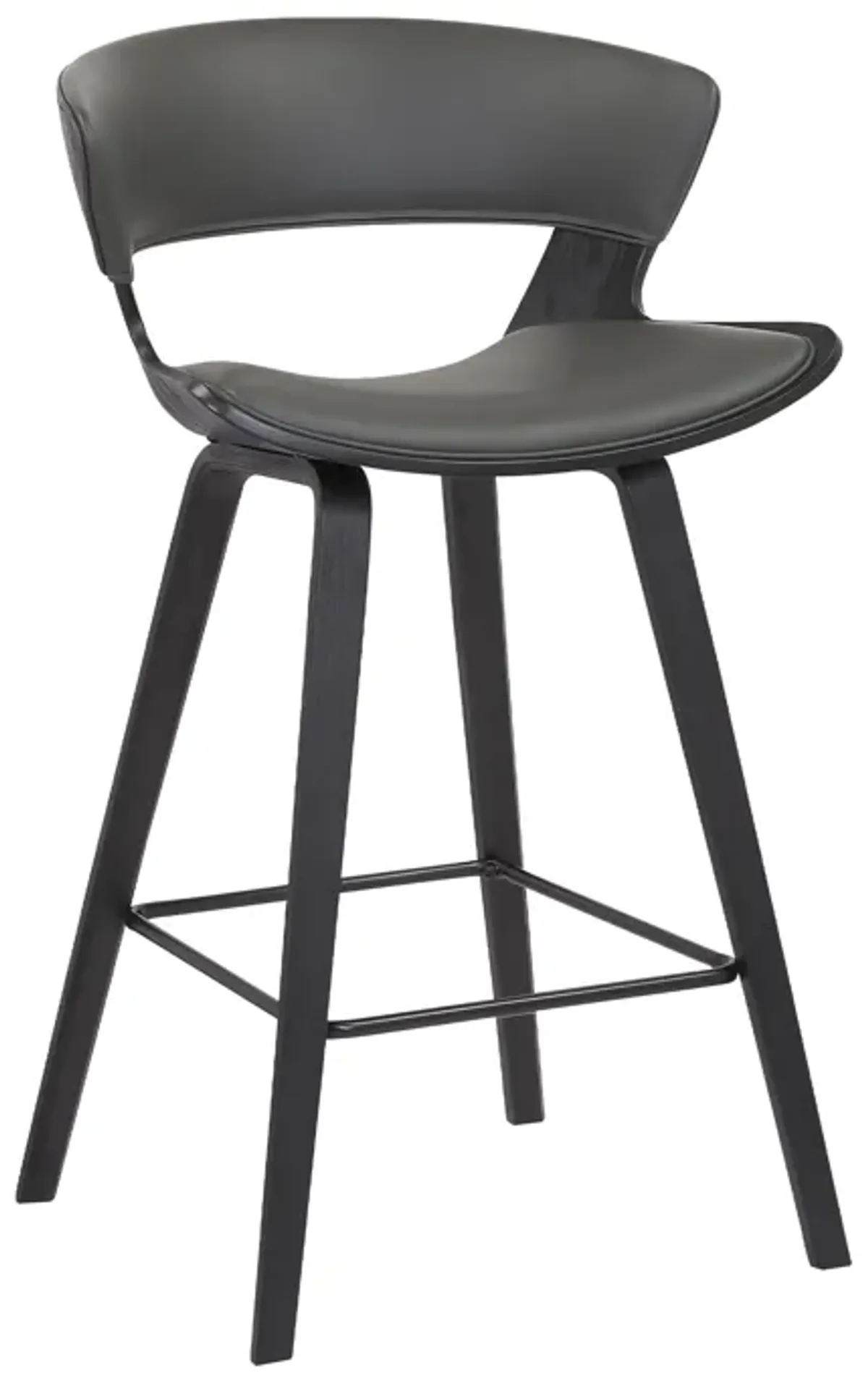 27 Inches Saddle Seat Leatherette Counter Stool, Gray - Benzara