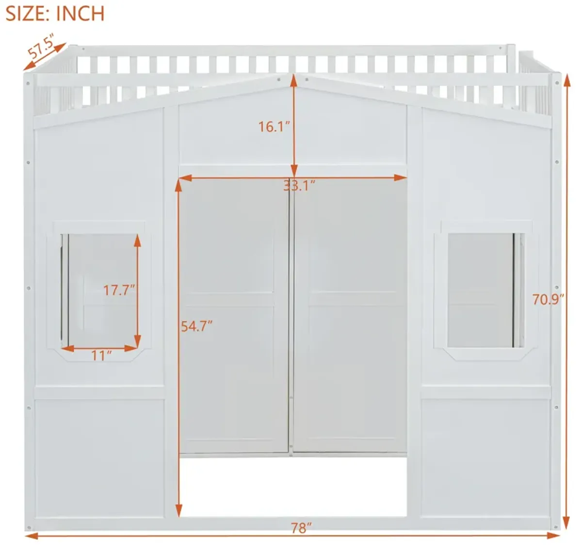 Merax  House Loft Bed With Ladder and Wardrobe