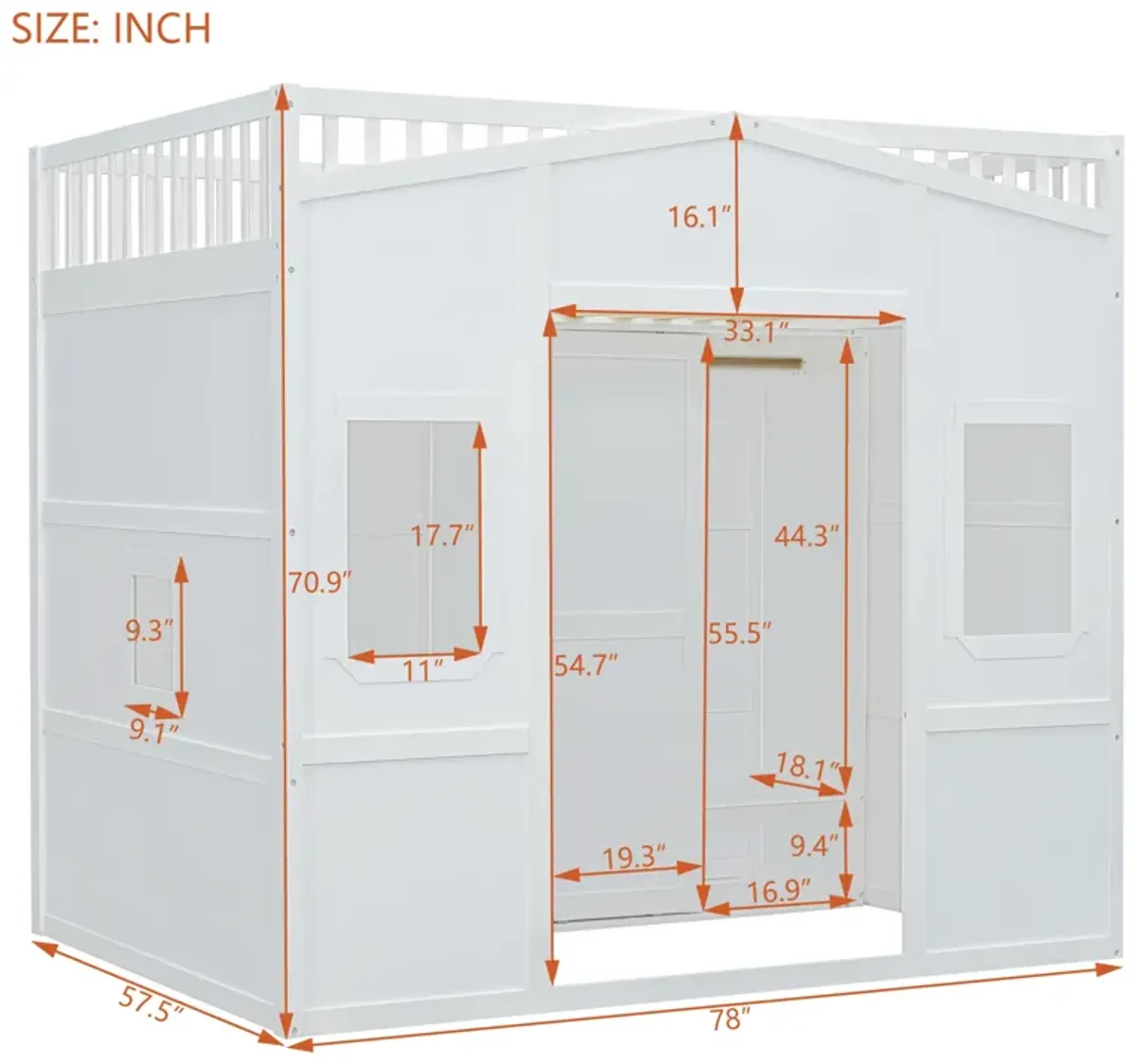 Merax  House Loft Bed With Ladder and Wardrobe