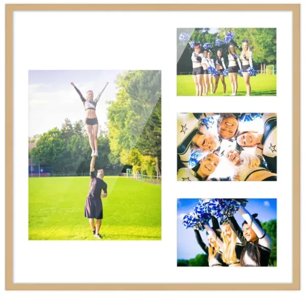 14.5x16 Wood Collage Frame with a White Mat for 8x10 & 4x6 Pictures
