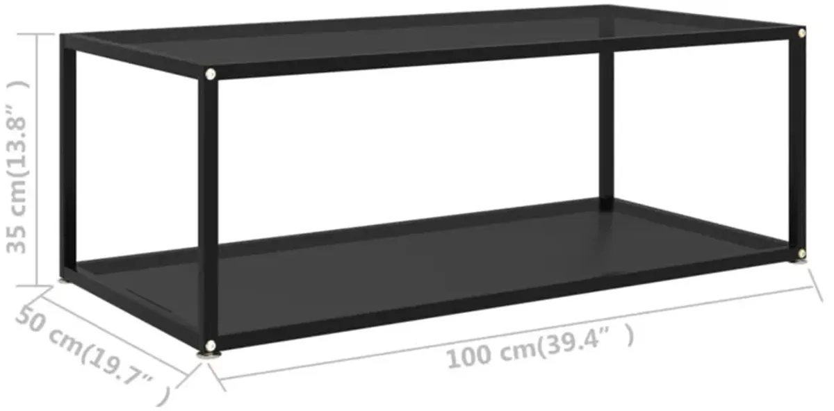 vidaXL Tea Table Black 39.4"x19.7"x13.8" Tempered Glass