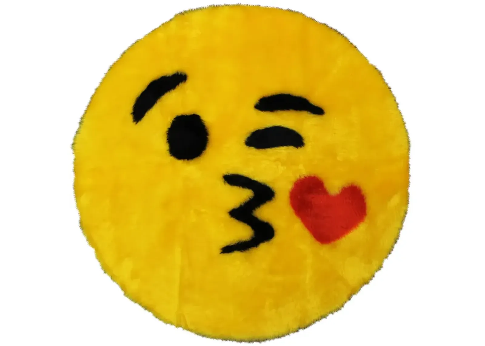 Walk on Me Emoji Faux Fur Soft and Cute 26 in. Kiss Area Rug Made in France