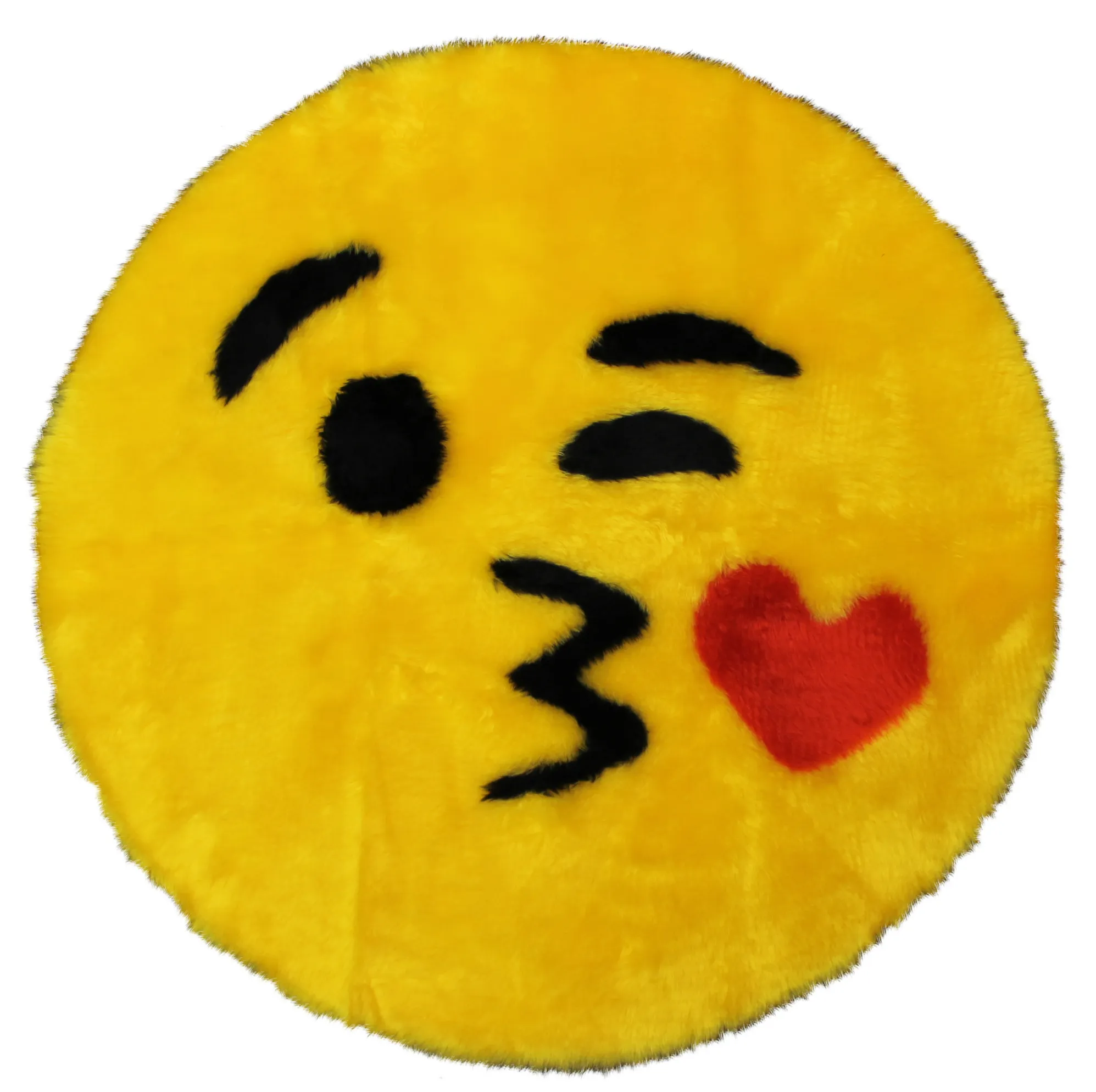 Walk on Me Emoji Faux Fur Soft and Cute 26 in. Kiss Area Rug Made in France
