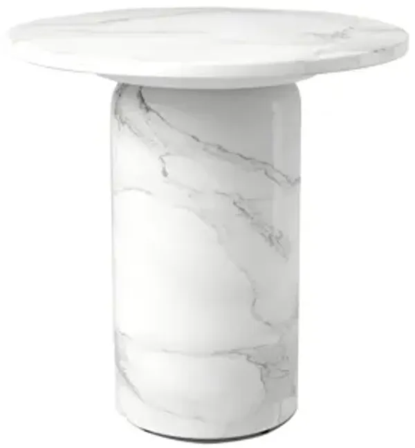 Round 21.6'' End Table with Marble Top & MDF base