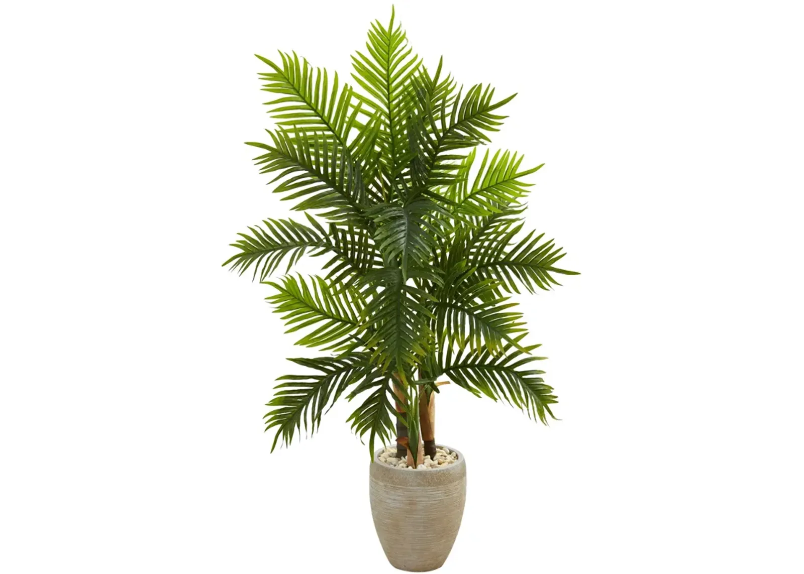 HomPlanti 5 Feet Areca Palm Artificial Tree in Sand Colored Planter (Real Touch)