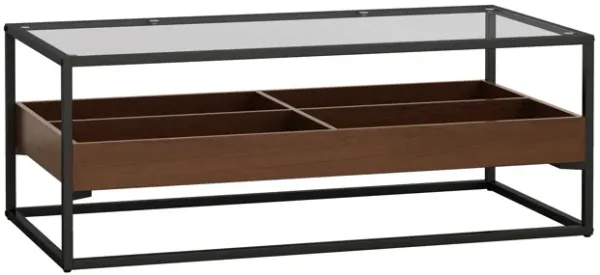 Rectangle Glass Coffee Table with Storage Shelf