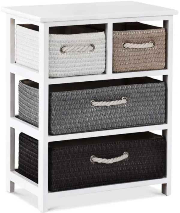 Hivago Storage Drawer Nightstand Woven Basket Cabinet Bedside Table