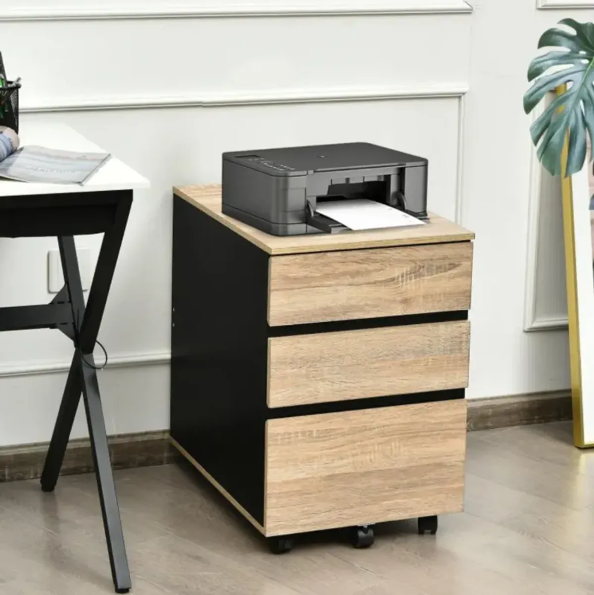 Hivvago 3-Drawer Mobile File Cabinet for Home Office