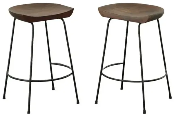 Carolina Living Diya 24.5 Counter Stool - Set of 2 - Chestnut Seat - Black Base