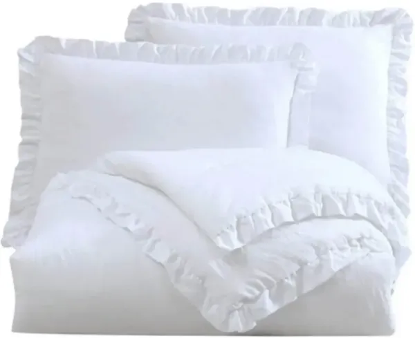 Cozy Stone Washed Comforter Set – 3-Piece Microfiber with Decorative Ruffled Edges
