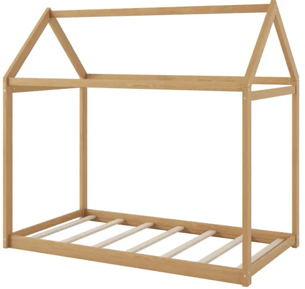 Whisen Twin Size Wooden House-Shaped Platform Bed - Gray