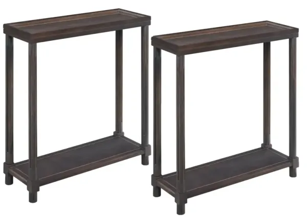Set of 2 Wood Rectangular End Tables with Shelf, Compact Side Tables for Any Room