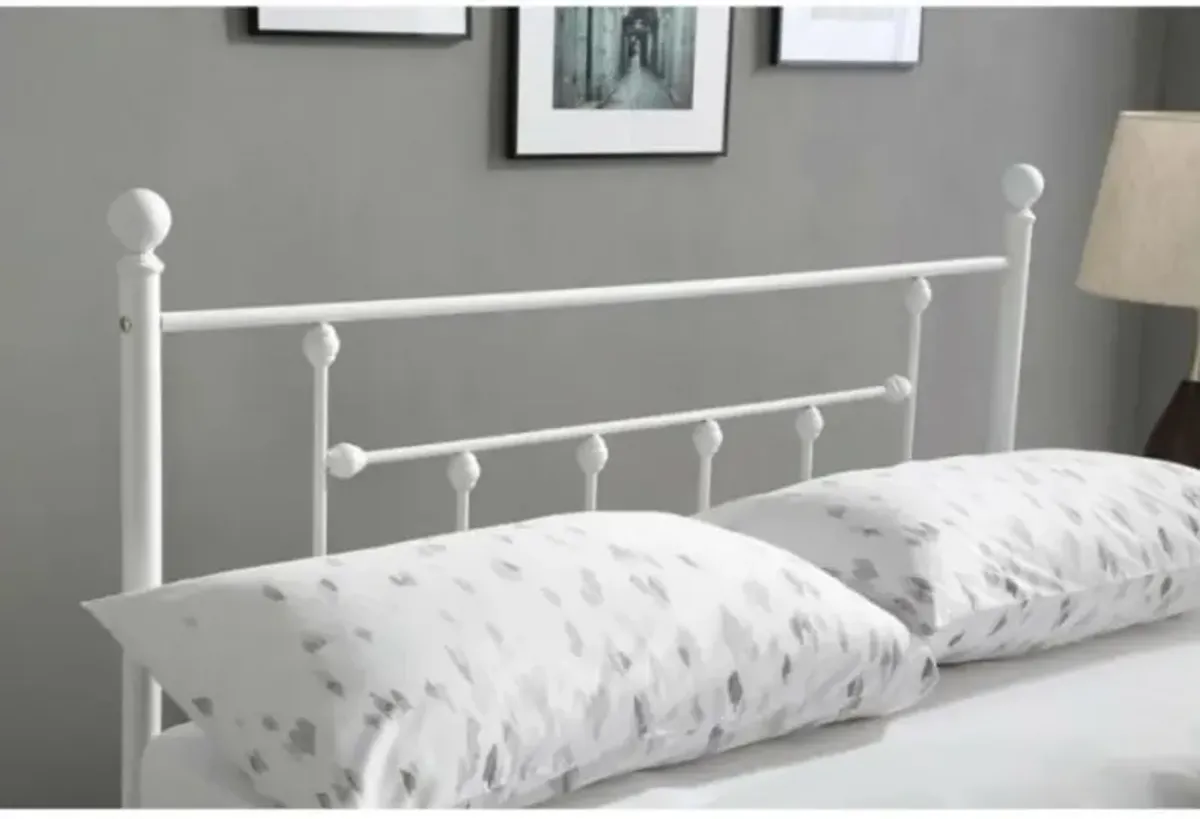 QuikFurn Full size White Classic Metal Platform Bed Frame with Headboard and Footboard