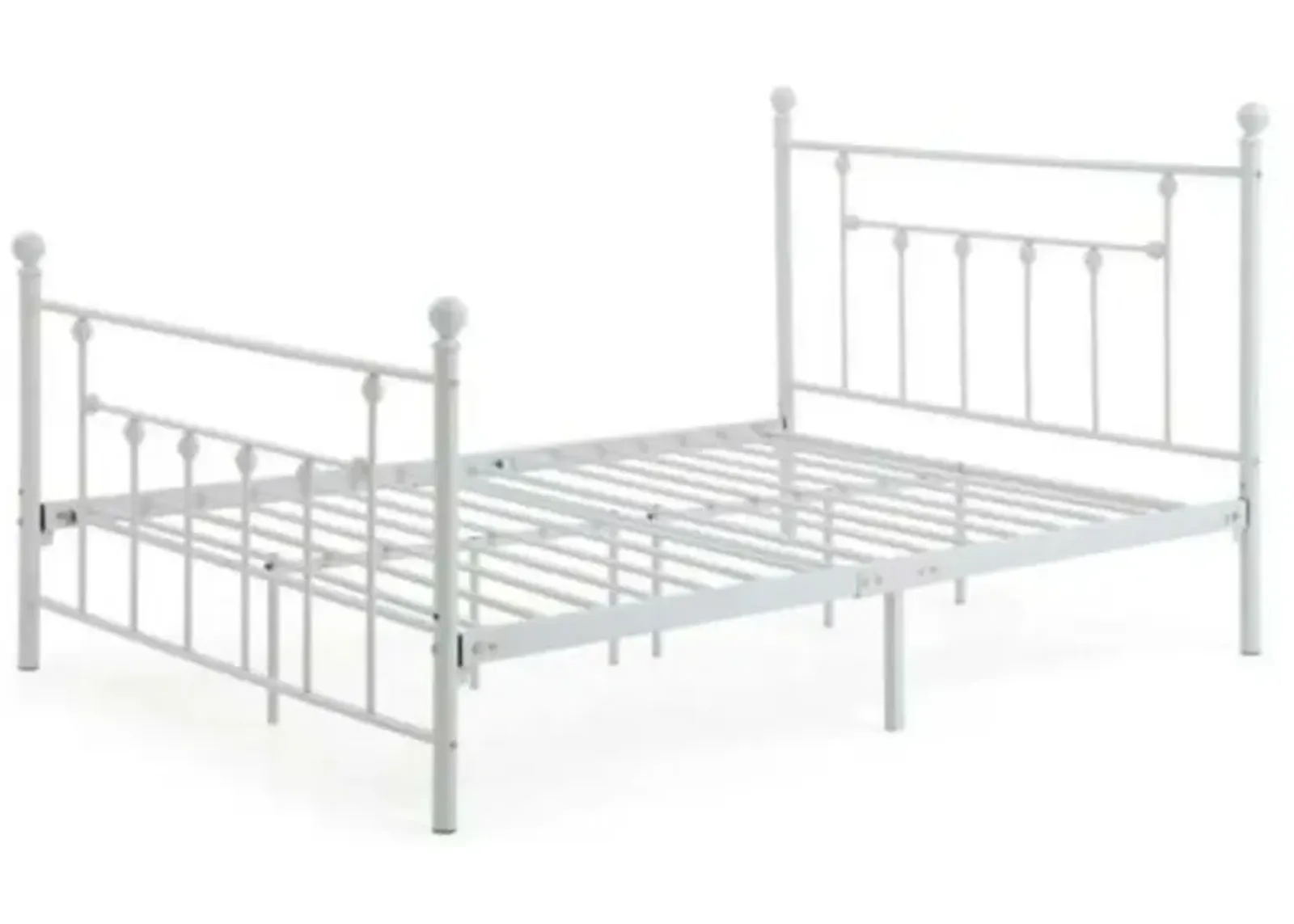 QuikFurn Full size White Classic Metal Platform Bed Frame with Headboard and Footboard