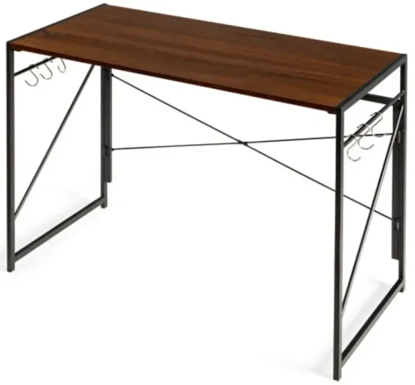 Hivvago Folding Computer Desk Writing Study Desk Home Office with 6 Hooks
