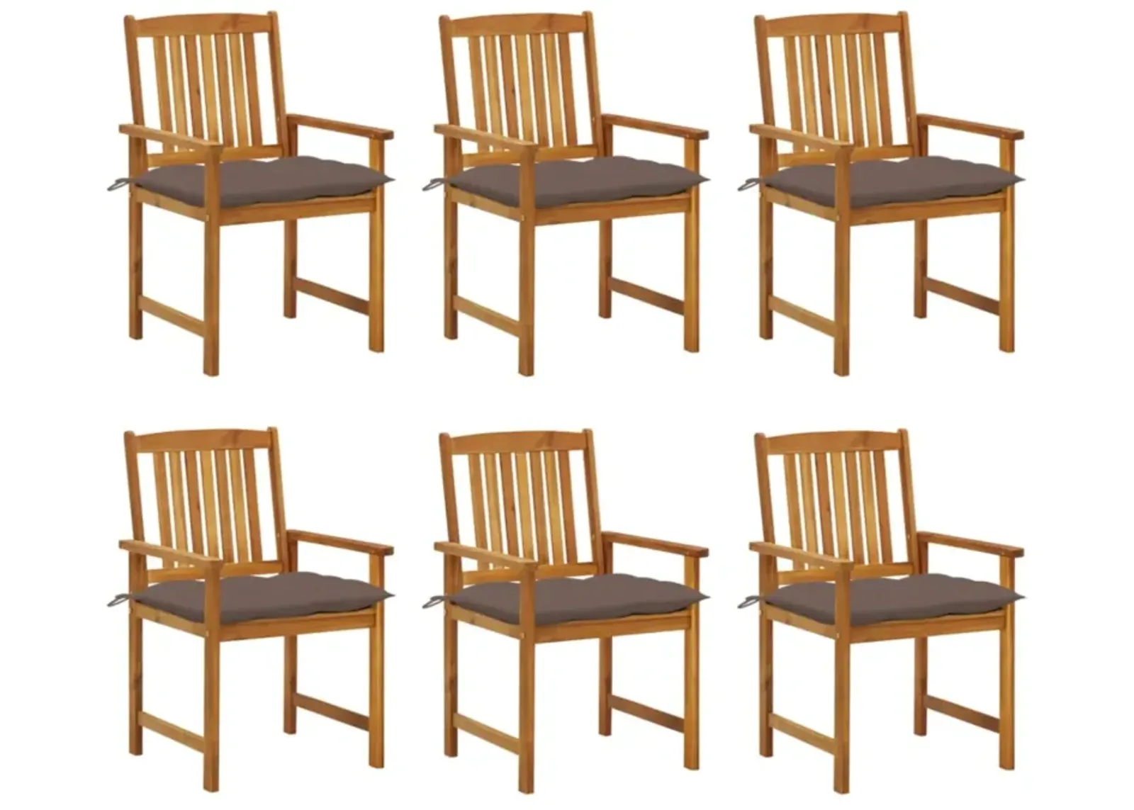 vidaXL Patio Chairs with Cushions 6 pcs Solid Acacia Wood