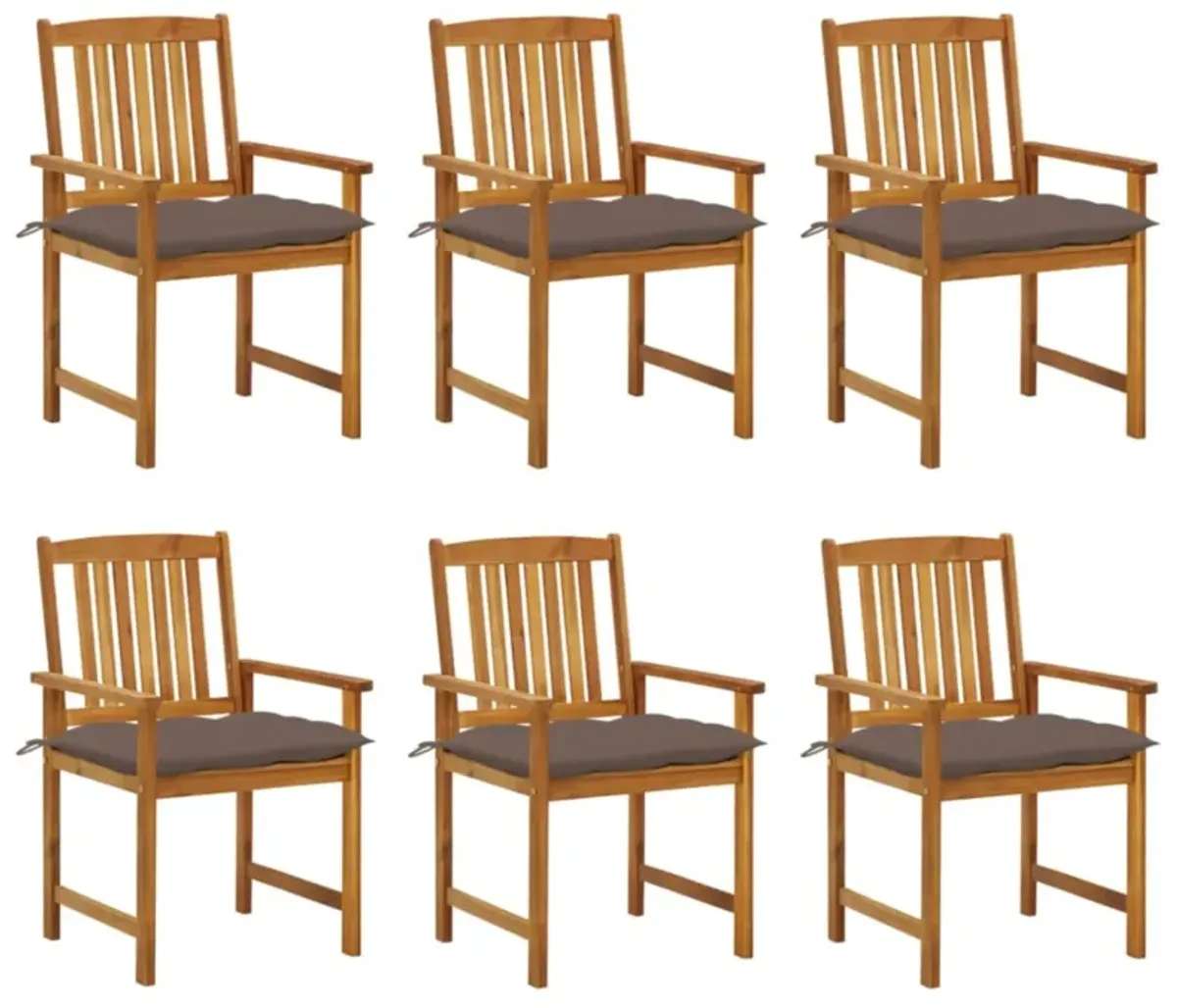 vidaXL Patio Chairs with Cushions 6 pcs Solid Acacia Wood