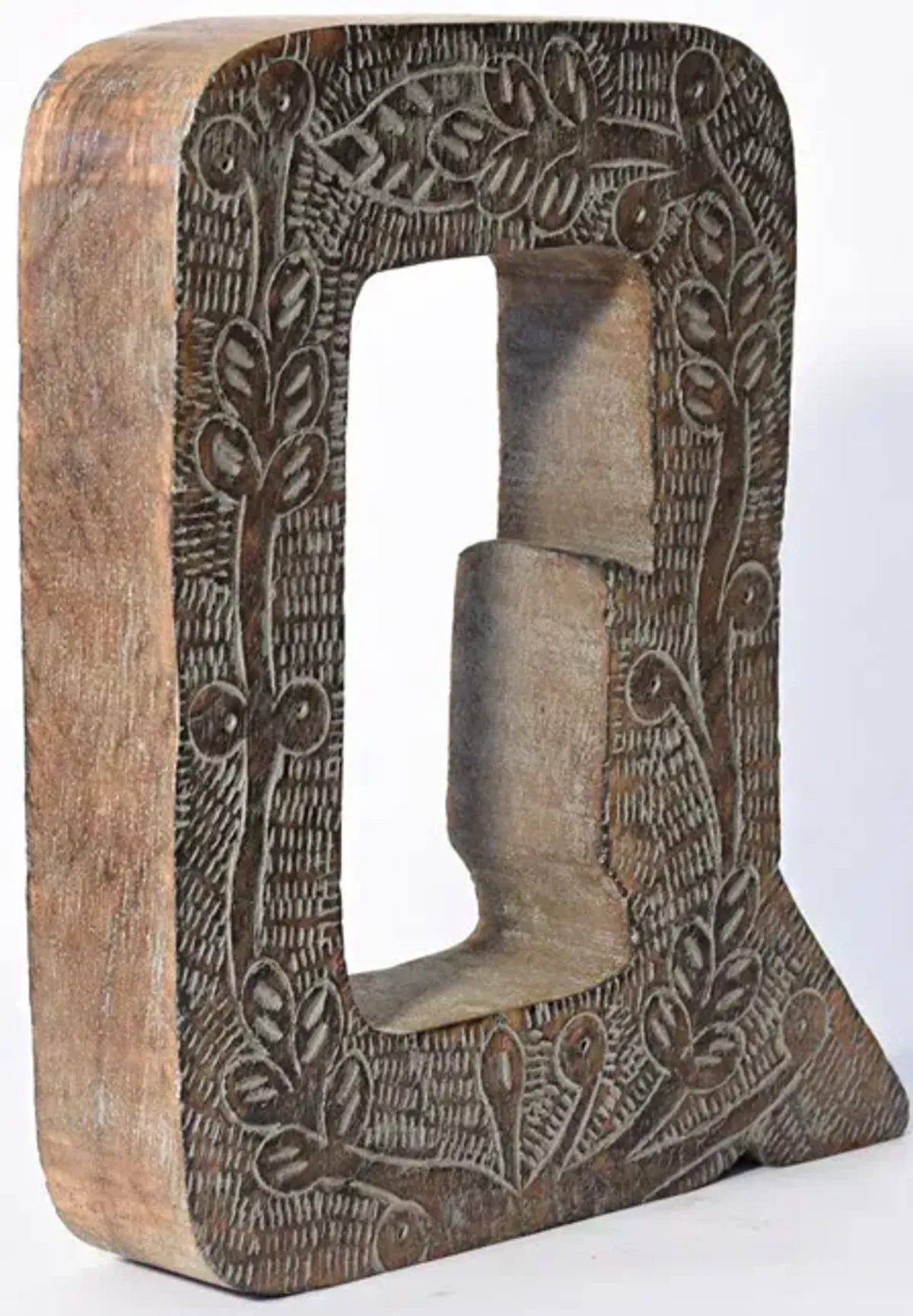 Vintage Gray Handmade Eco-Friendly "Q" Alphabet Letter Block For Wall Mount & Table Top D�cor