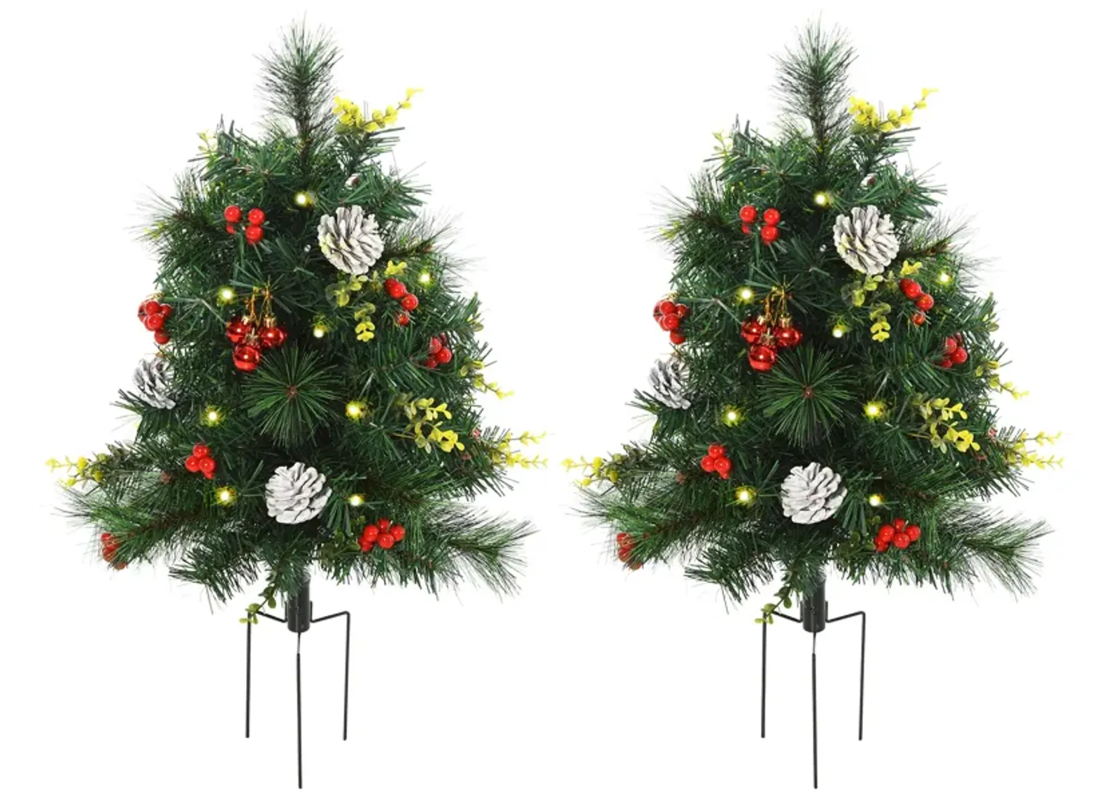 2' 2 PCs Artificial Evergreen Tree Pre-Lit Christmas Cordless with Ornament