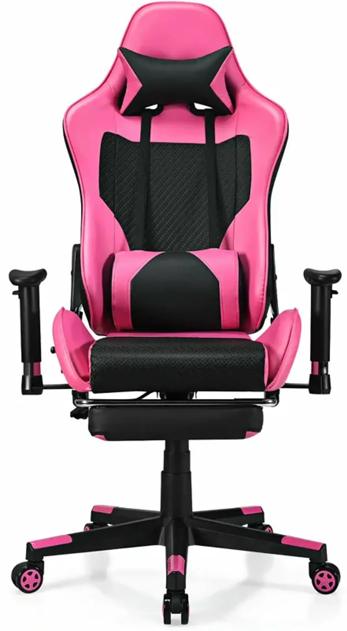 Costway Gaming Chair  Massage  Reclining  Racing Office Computer Chair with Footrest Pink