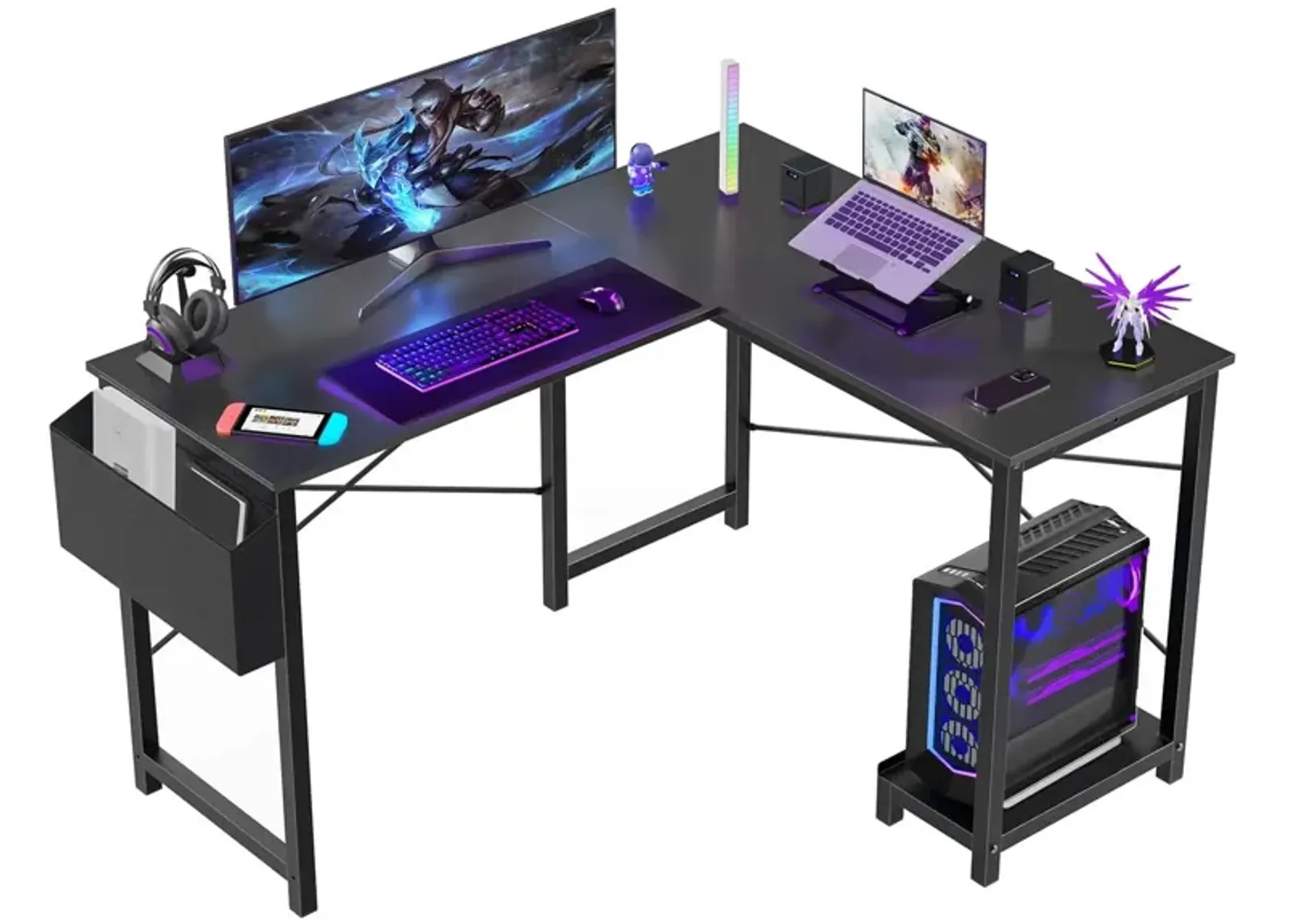 L Shaped Gaming Desk, Black