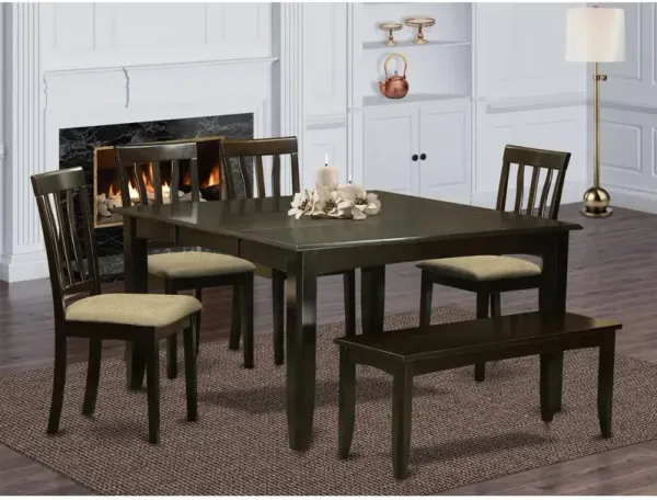 6 Pc Formal Dining set-Dining Table with Leaf and 4 Chairs plus a Bench.