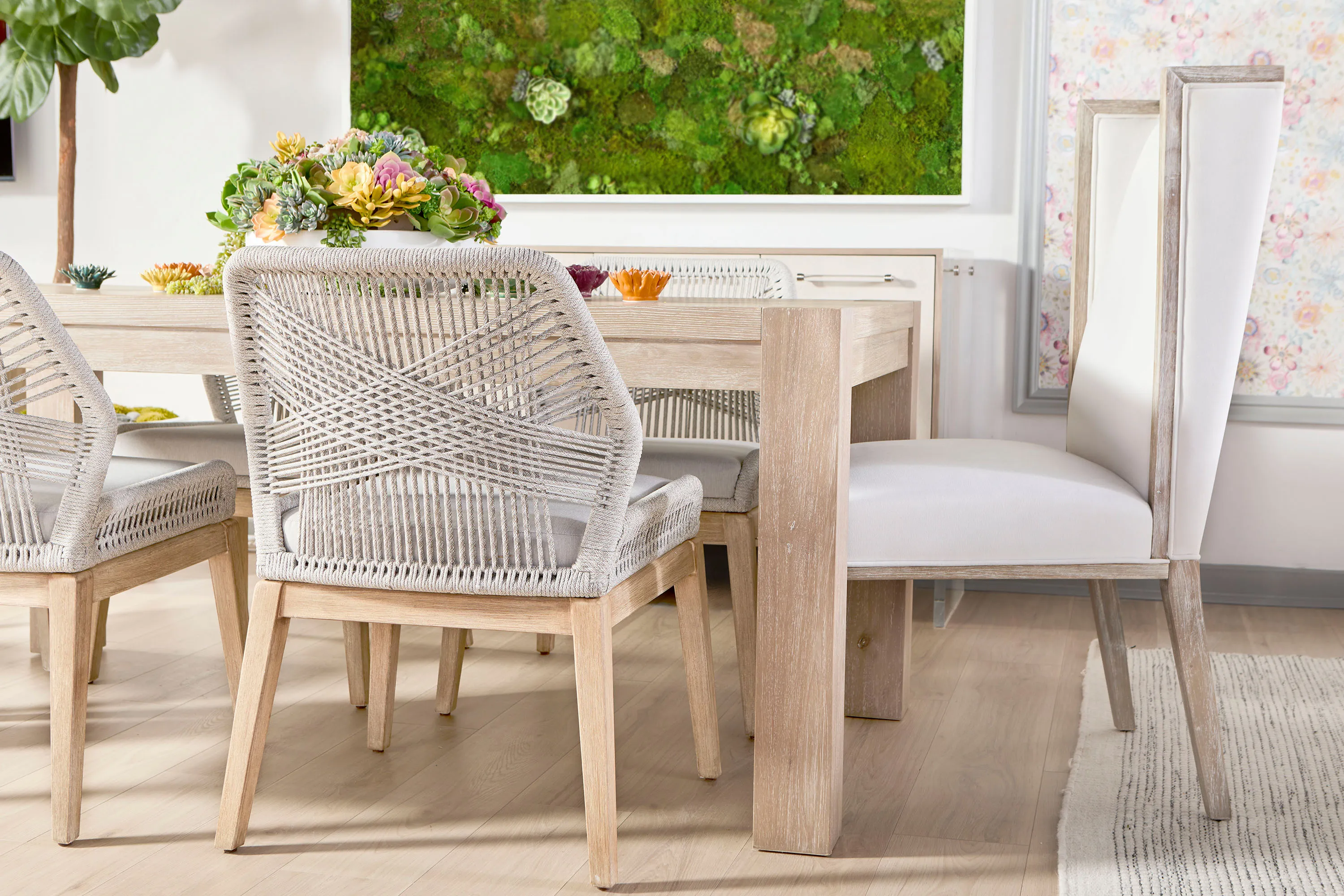 Loom Dining Chair in Taupe & White