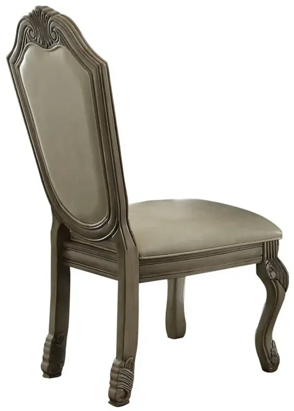 Loki 29 Inch Dining Chair Set of 2, Antique White, Crown Top, Welt Trim - Benzara