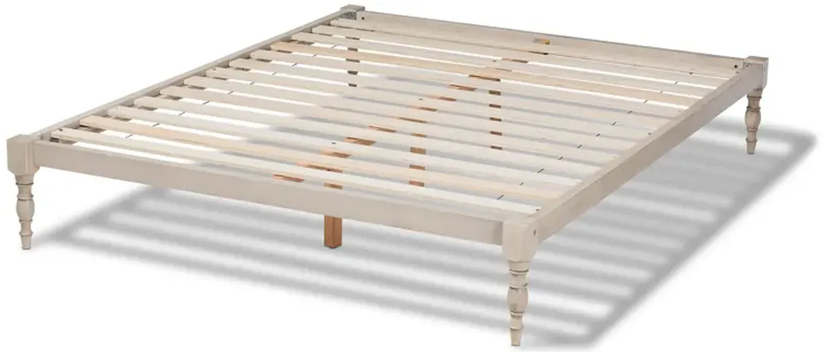 Baxton Studio Iseline Modern Antique White Finished Wood Queen Size Platform Bed Frame