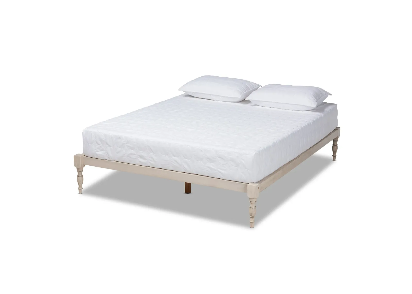 Baxton Studio Iseline Modern Antique White Finished Wood Queen Size Platform Bed Frame