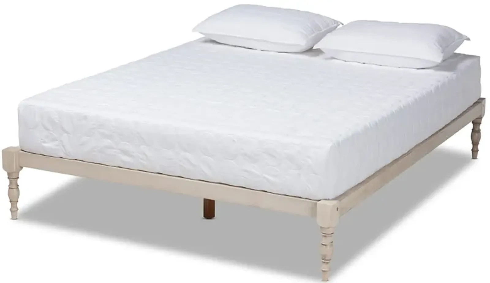 Baxton Studio Iseline Modern Antique White Finished Wood Queen Size Platform Bed Frame