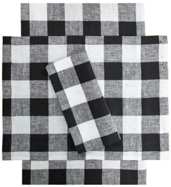 Solino Home 100% Pure Linen Dinner Napkins 20 x 20 Inch Set of 4 - Buffalo Check