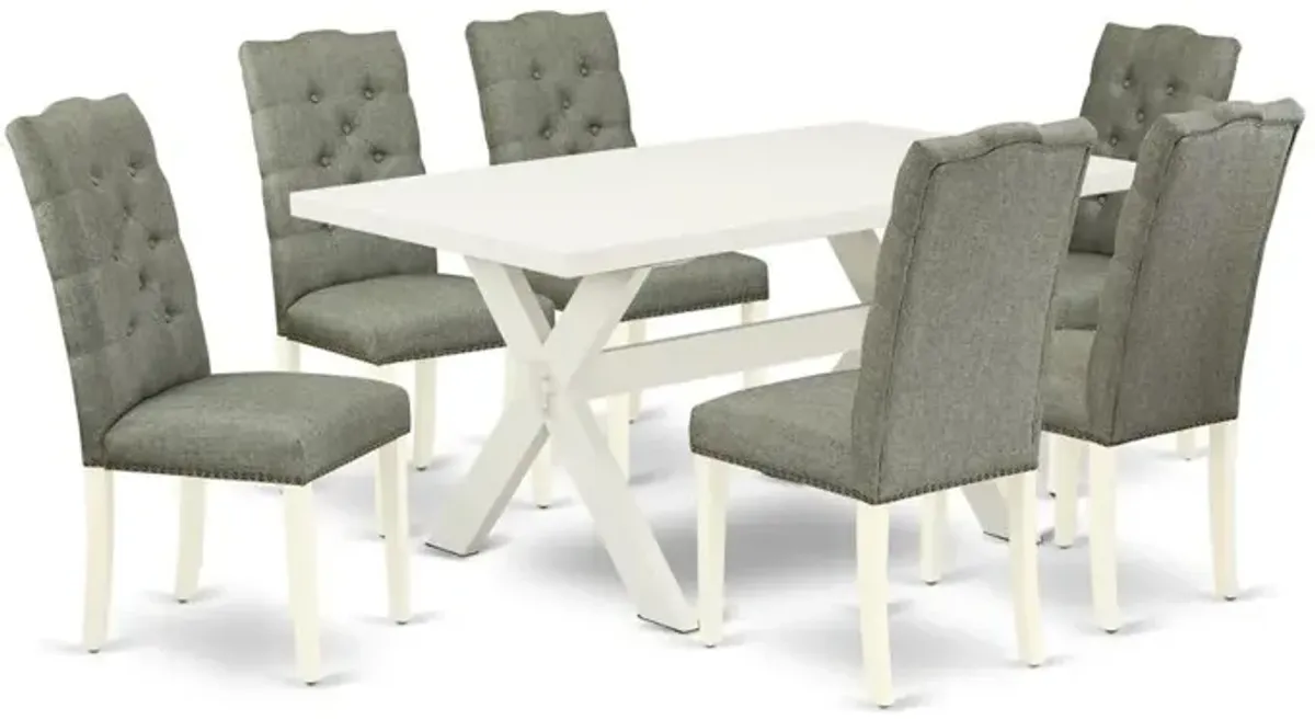 East West Furniture X026EL207-7 - 7-Piece Dining Table Set - 6 Parsons Chairs and a Rectangular Table Hardwood Frame