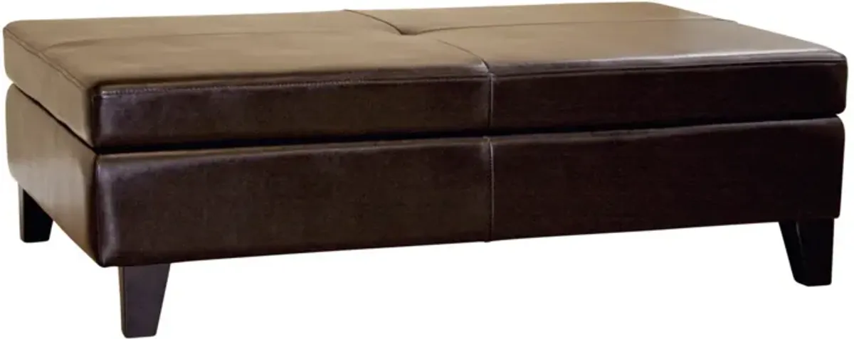 Baxton Studio Dark Brown Leather Storage Cocktail Ottoman