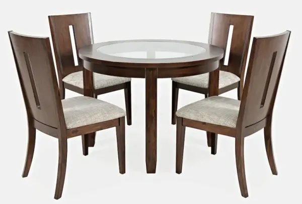 Jofran Urban Icon Contemporary 42 Round Five-Piece Dining Set with Upholstered Chairs