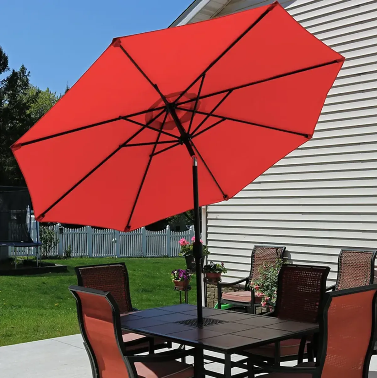 Sunnydaze 9 ft Aluminum Patio Umbrella with Tilt and Crank