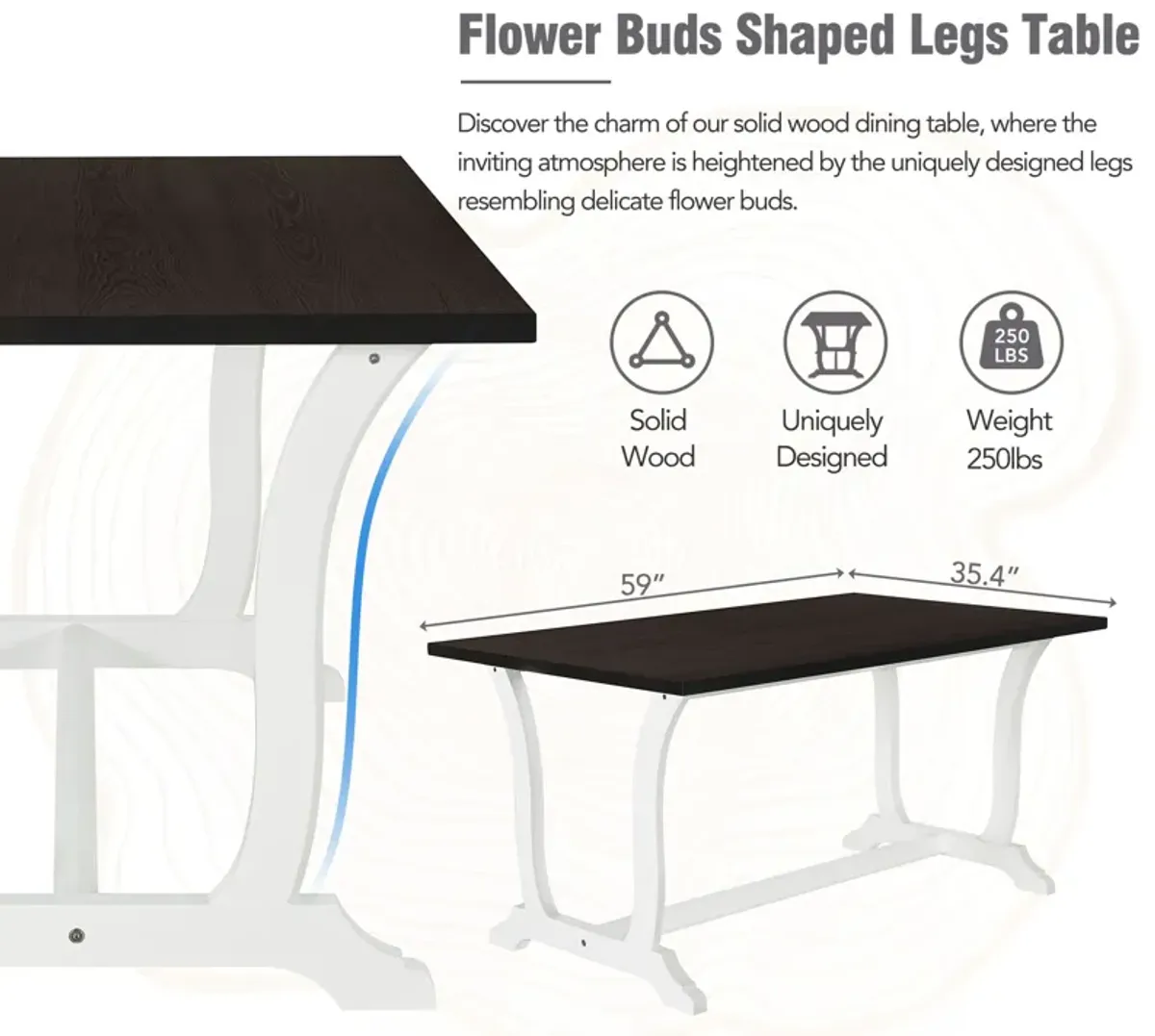 Merax Solid Wood 6-Piece Trestle Dining Table Set