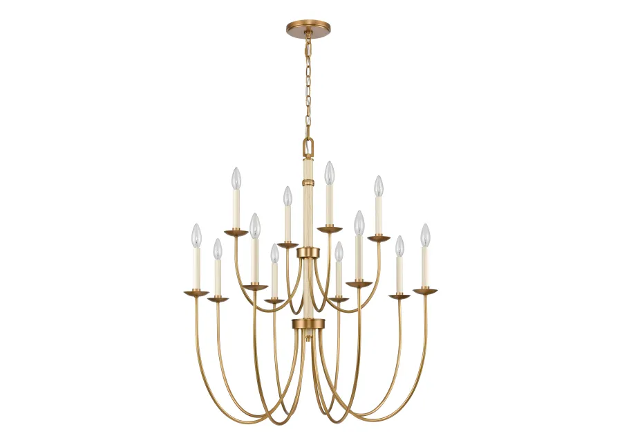 Neville 34'' Wide 12-Light Gold Chandelier