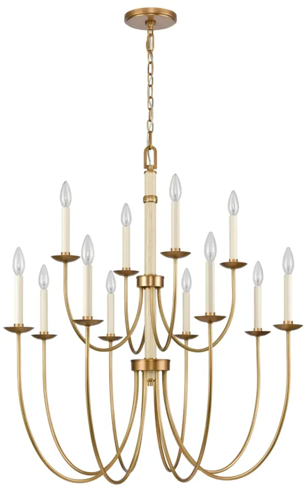 Neville 34'' Wide 12-Light Gold Chandelier