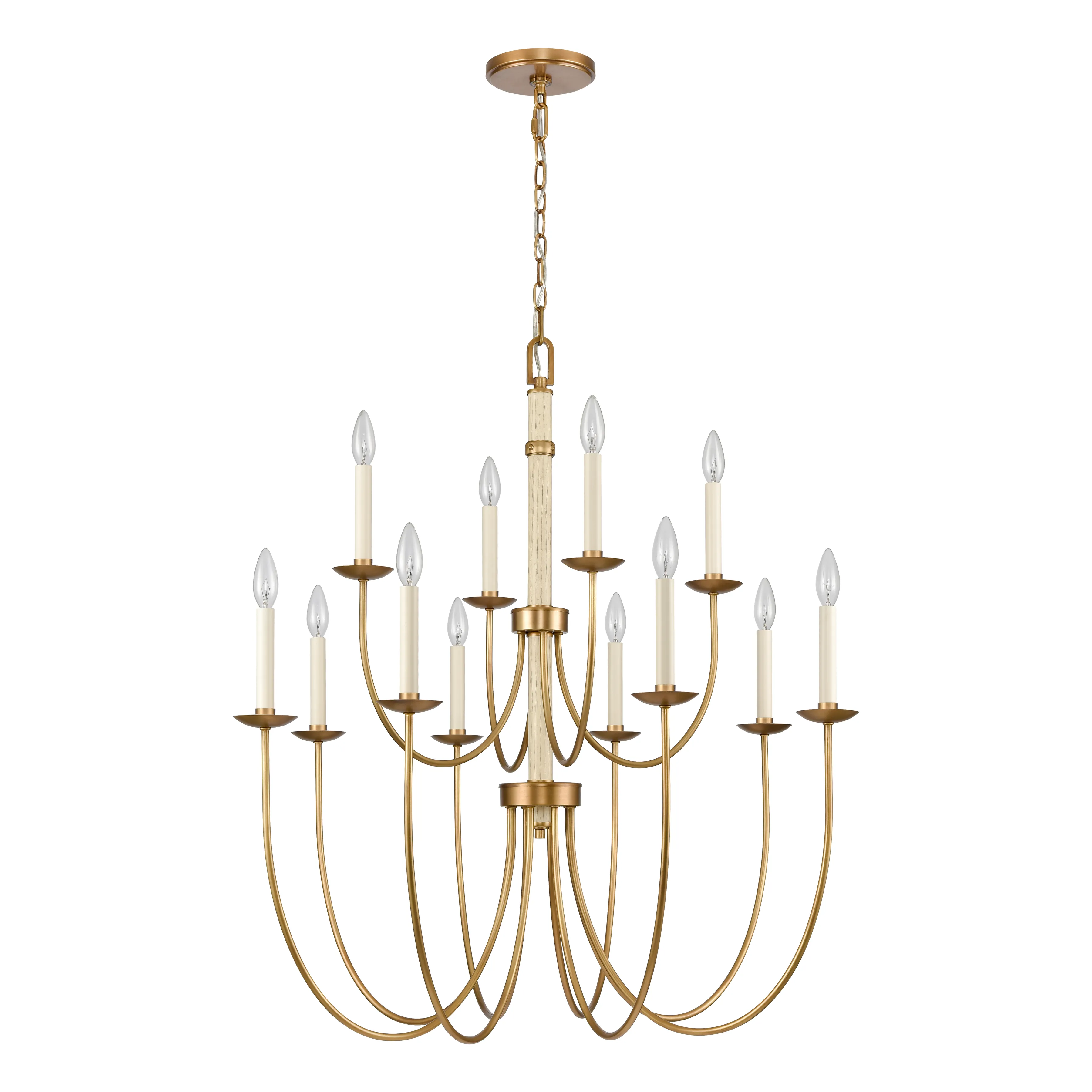 Neville 34'' Wide 12-Light Gold Chandelier