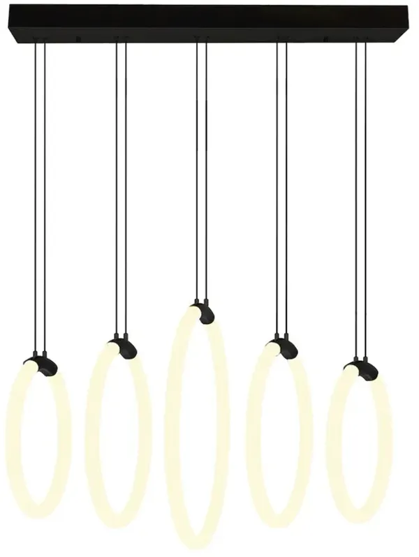 CWI Lighting Hoops 5 Light LED Chandelier With Black Finish