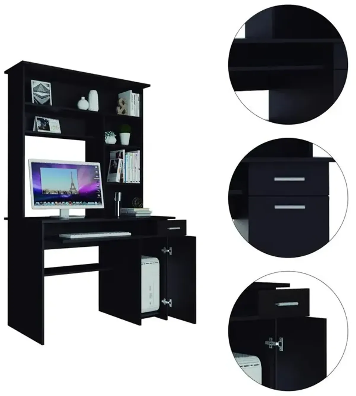 Xalo 180 Compu Hutch Desk In Black