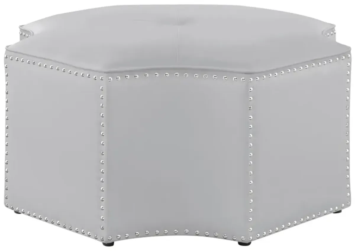 Nicole Miller Arminori Leather/Velvet/Linen Octagon Cocktail Ottoman