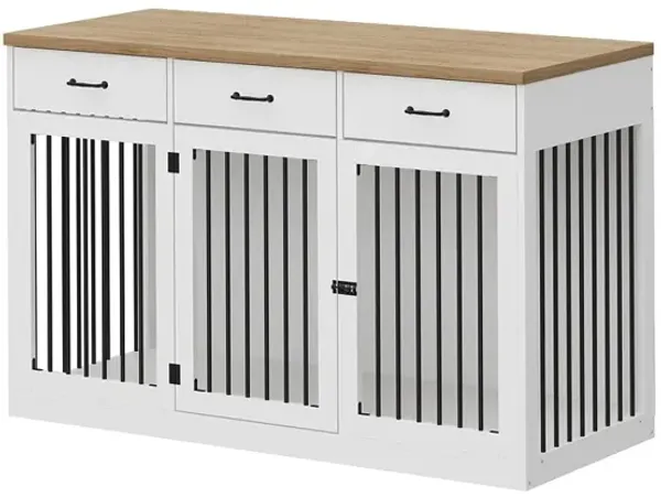 FUFU&GAGA  Elegant Dog Crate Furniture with Storage Drawers -  (55.3"W x 23.6"D x 35.4"H)
