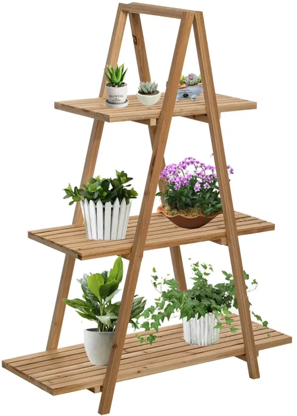 Wooden 3 Tier Shelf with Rustic Farmhouse Design - Natural Wood Finish, Sturdy and Durable Build, Space-Saving Organization, Ideal for Displaying Plants, Books, Photos, and Decorative Items, Vintage-Inspired Home Decor, Wall-Mounted Display Unit