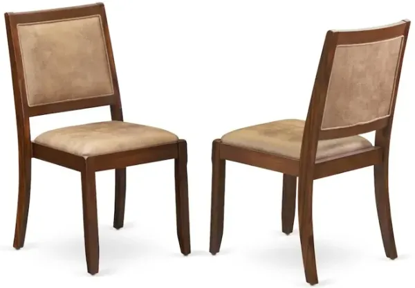 Dining Room Chair with brown textured Faux Leather and upholstered back