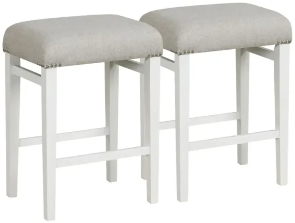 Hivvago 2 Pieces 24.5/29.5 Inch Backless Barstools with Padded Seat Cushions